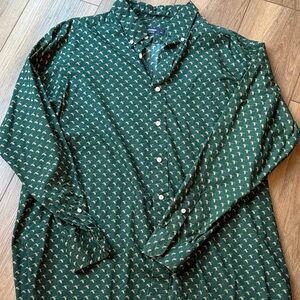 Daniel Cremieux Dark Green Patterned Button Down Shirt